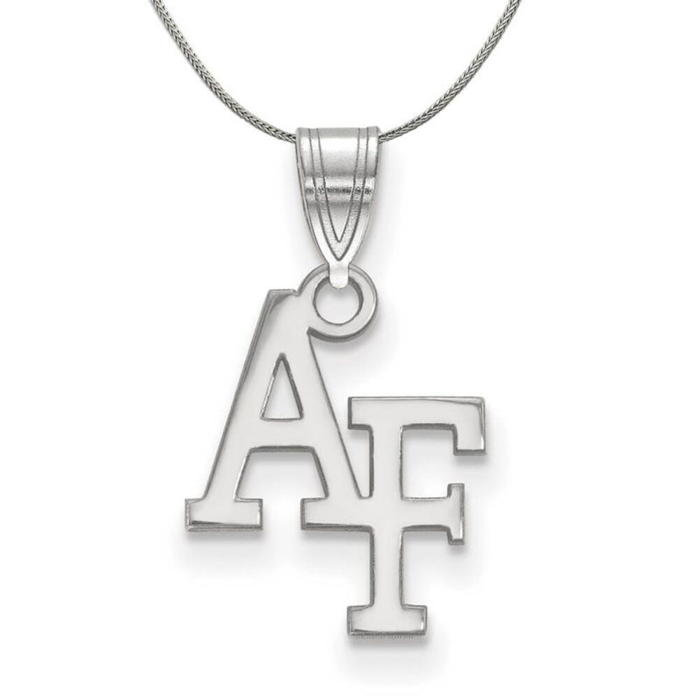 Sterling Silver Air Force Academy Small 'AF' Necklace - 24 Inch